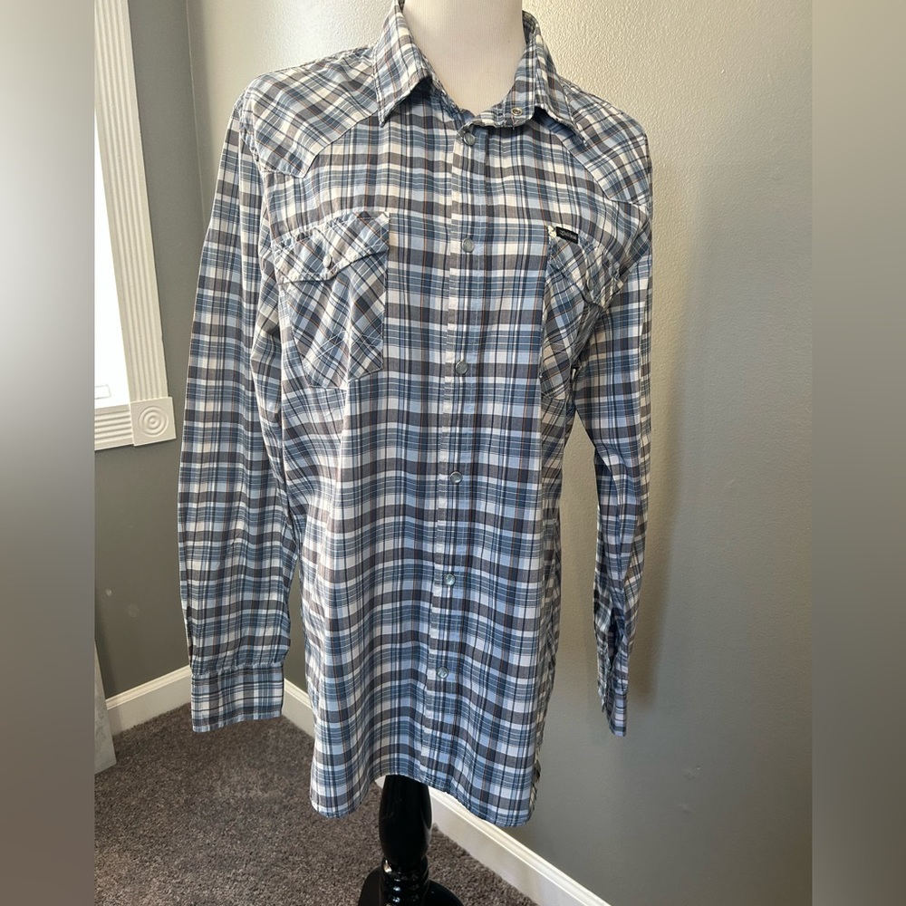 Bullhead men’s western cowboy shirt with pearl snap, buttons, size‎ extra large